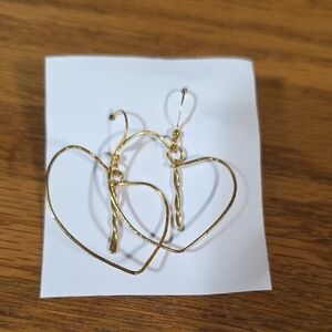 Gold Heart-Shaped Wired Earrings